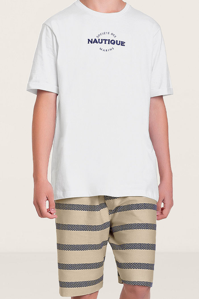 Conjunto camiseta nautique e shorts listrado