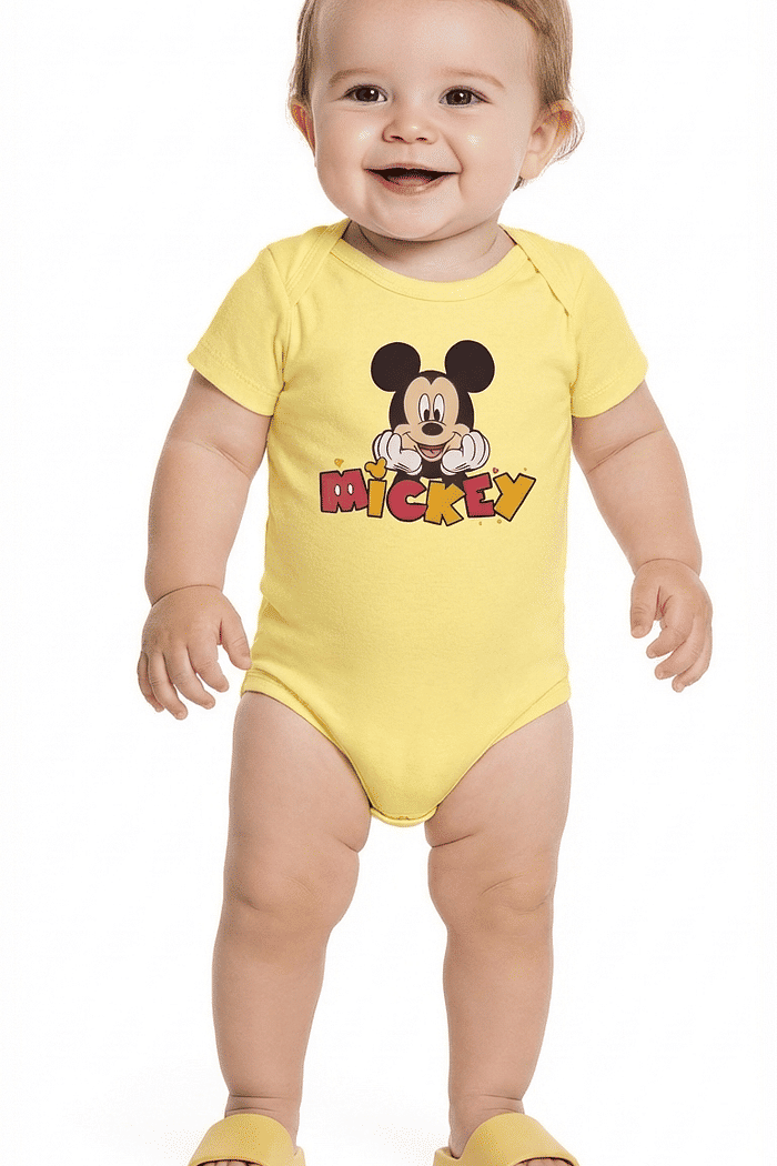 Body manga curta em suedine Mickey
