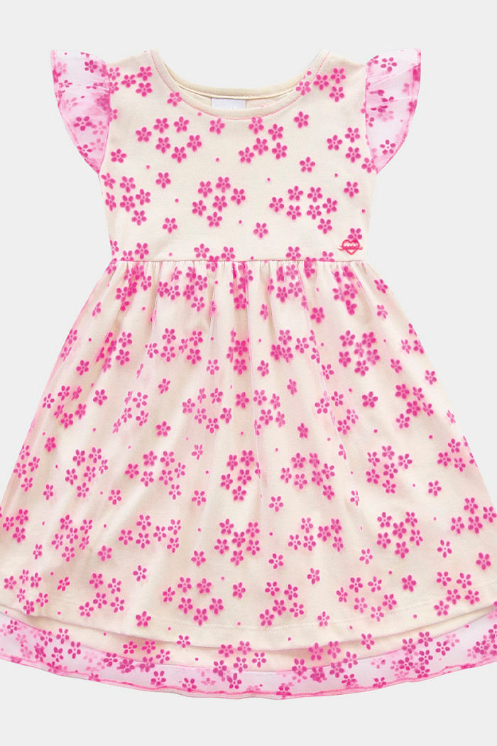 Vestido em tule flocking