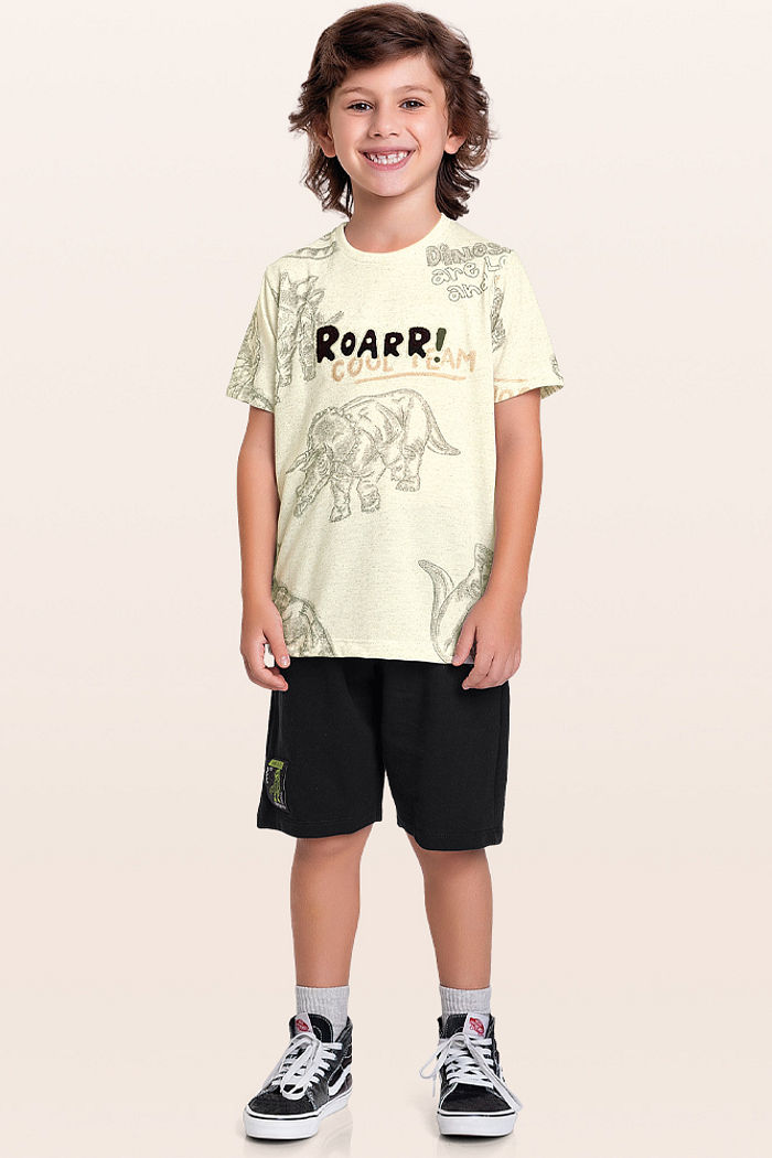 Conjunto camiseta e bermuda dinossauro