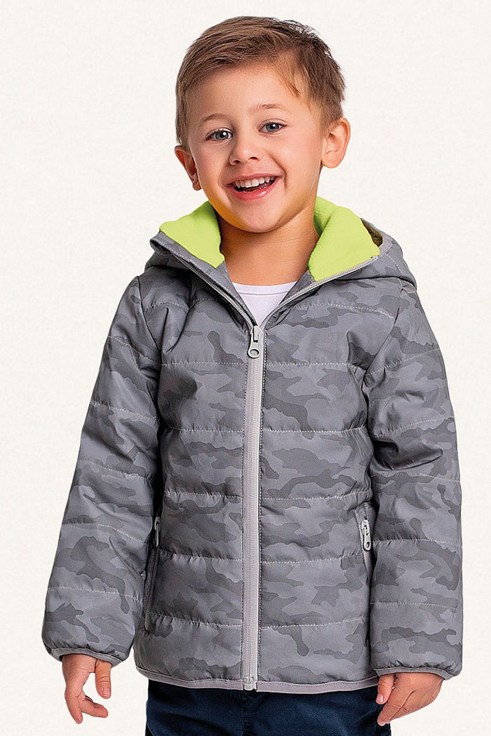 Jaqueta com capuz puffer refletiva com forro militar