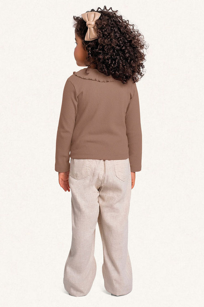 Blusa manga longa em ribana canelada