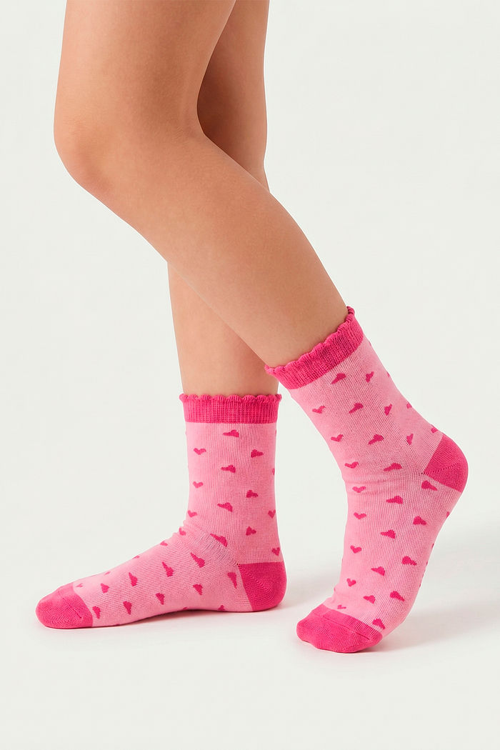 Meia cano curto mini coração