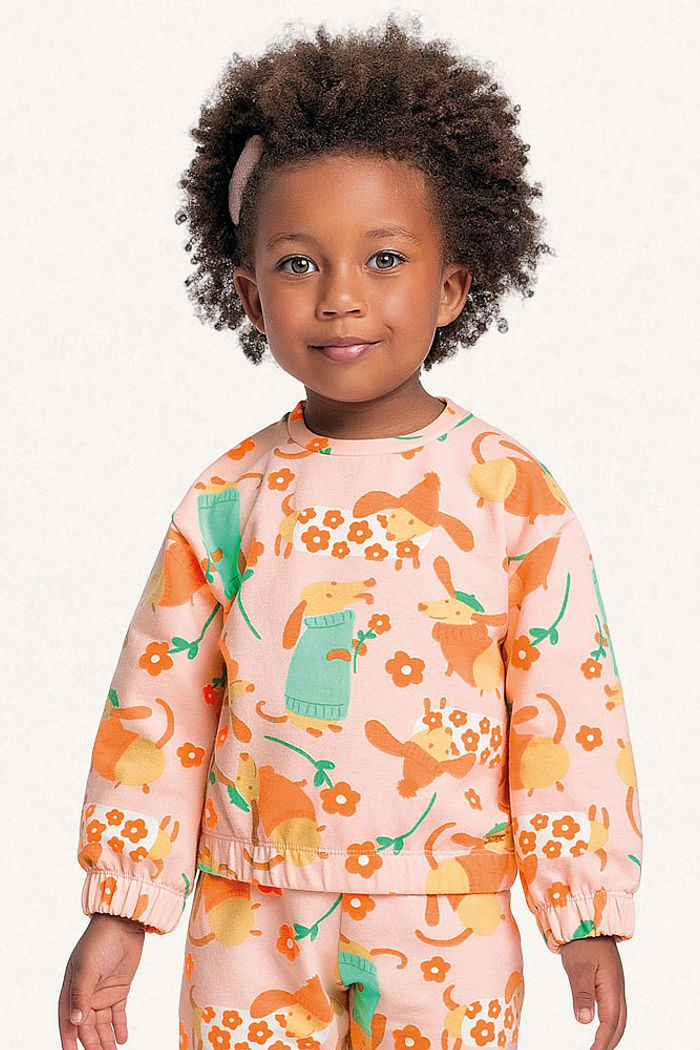 Conjunto blusão e calça em molecotton cachorrinho