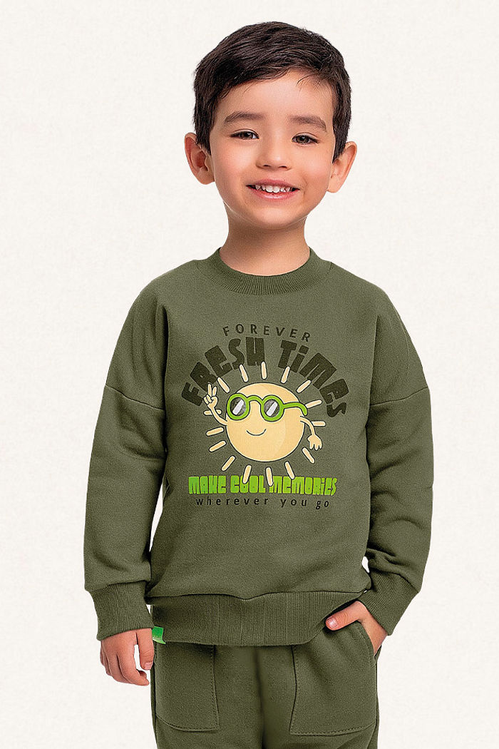 Conjunto blusão e calça em moletom fresh times