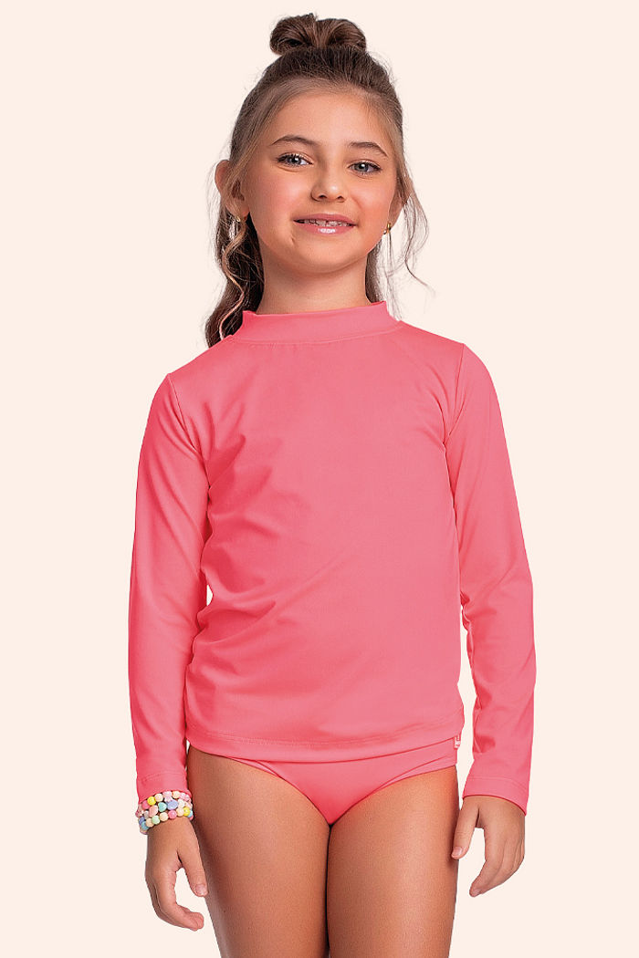 Conjunto biquíni blusa manga longa e calcinha com forro em cotton poliéster