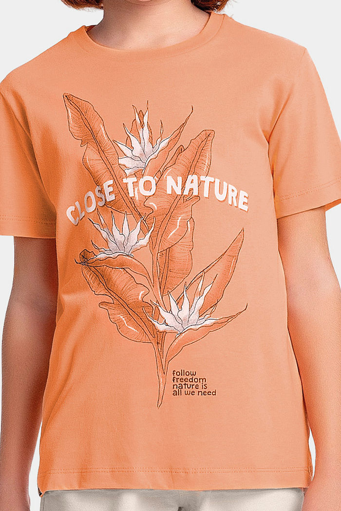 Conjunto camiseta nature e bermuda em moletinho flamê