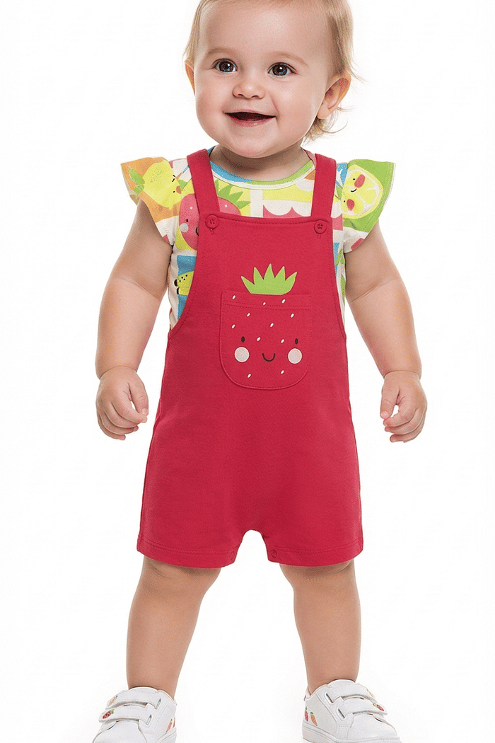 Conjunto body manga curta em suedine e macacão em moletinho molinê