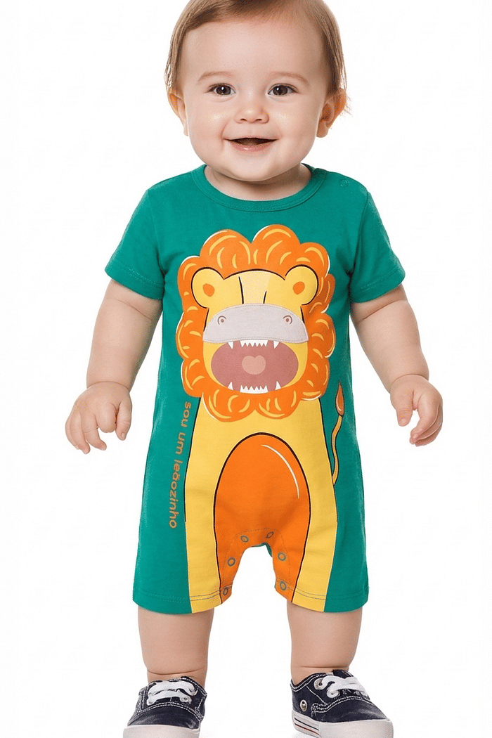 Macacão com botão de pressão bichinhos