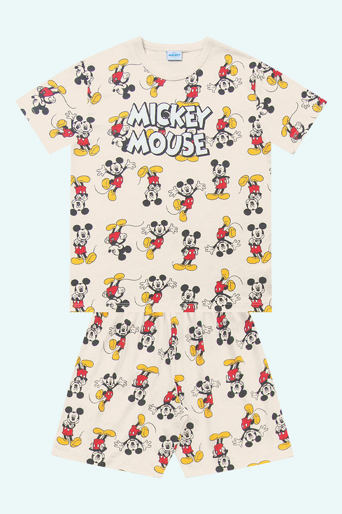 Conjunto pijama camiseta e bermuda Mickey