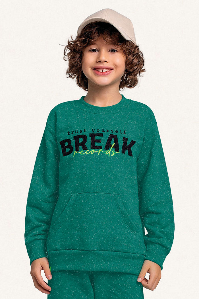 Conjunto blusão e calça em moletom molinê break