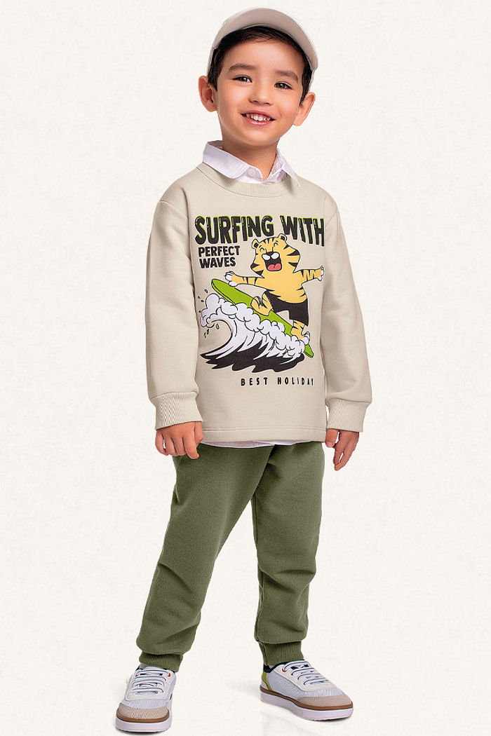 Conjunto blusão e calça em moletom surfing