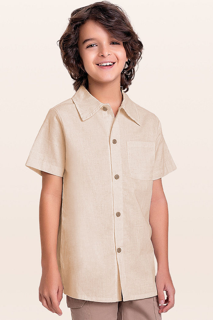 Camisa com bolso e botões em tecido Biarritz