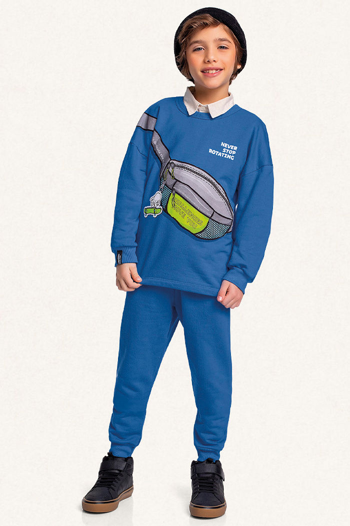Conjunto blusão e calça em moletom pochete
