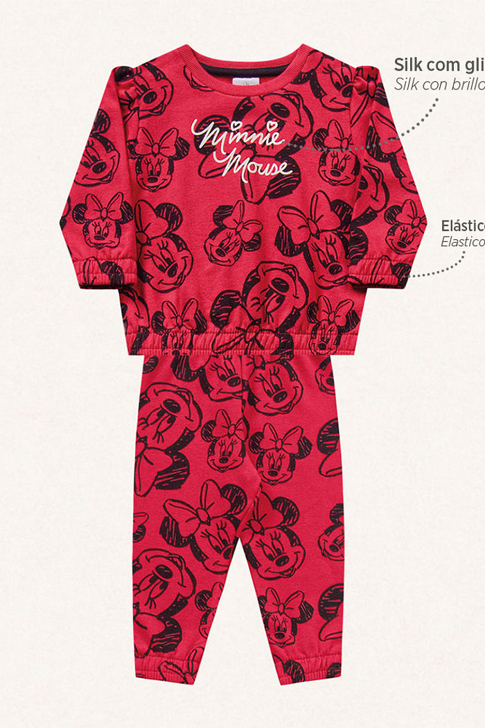 Conjunto blusão e calça em molecotton Minnie