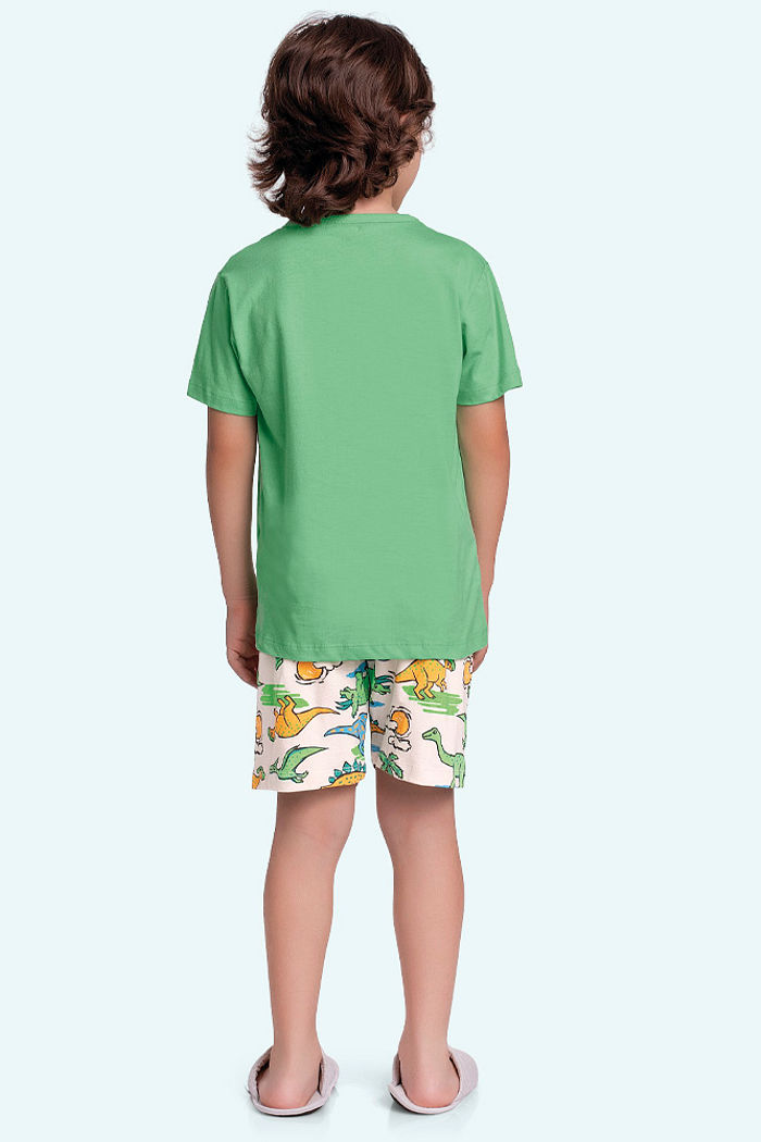 Conjunto pijama camiseta e bermuda dino adventures