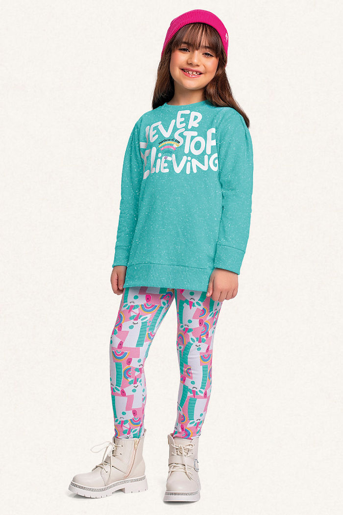 Conjunto blusão em moletom molinê e legging em molecotton belive