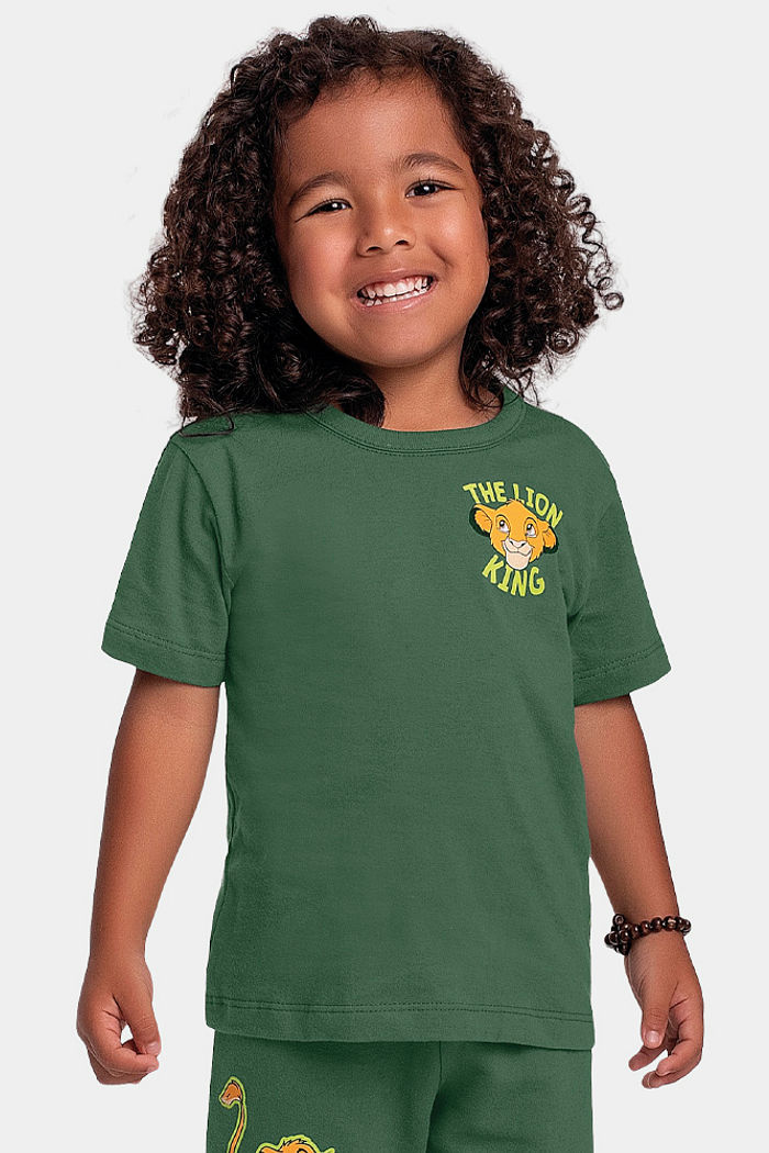 Conjunto camiseta bermuda em moletinho rei leão