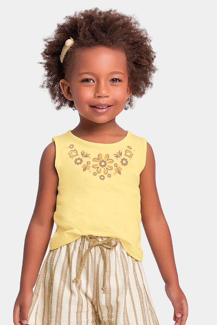 Conjunto regata e short com cadarço decorativo