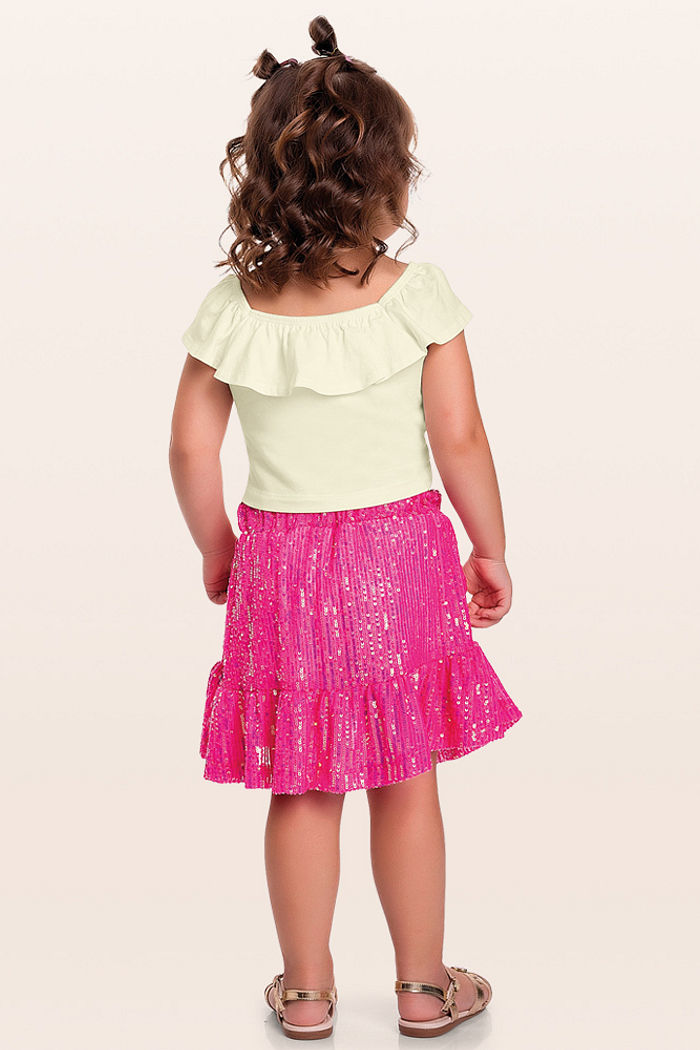 Conjunto blusa e short-saia lantejoula