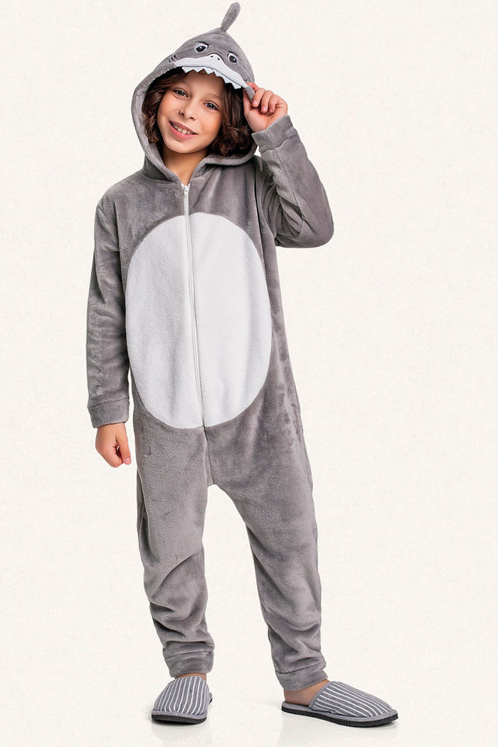 Kigurumi tubarão em fleece