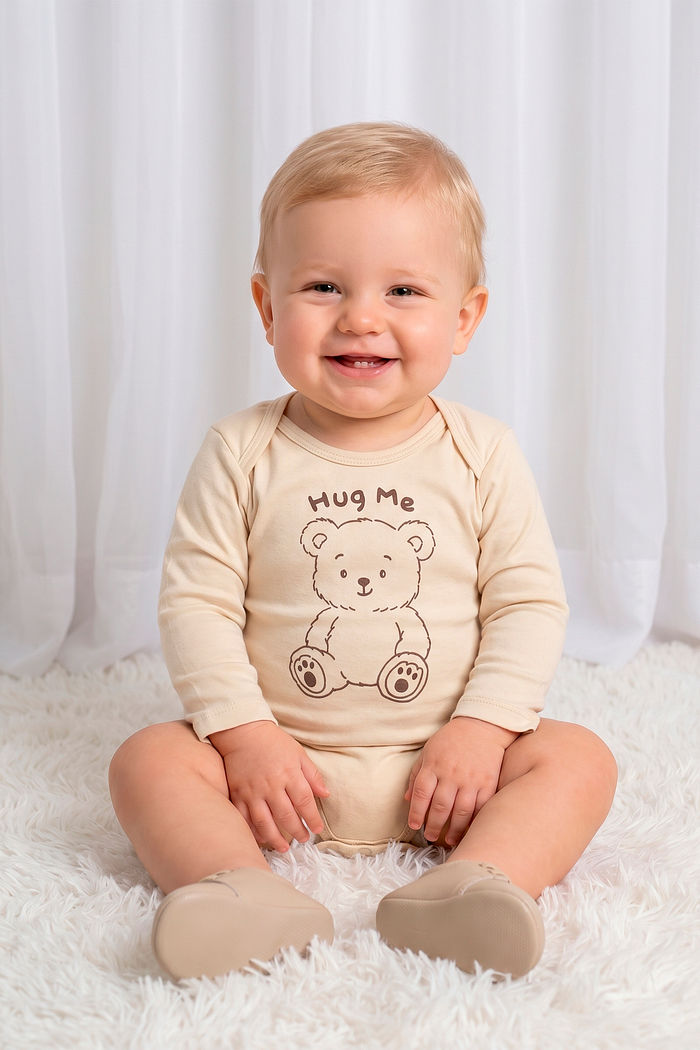 Body manga longa em suedine 