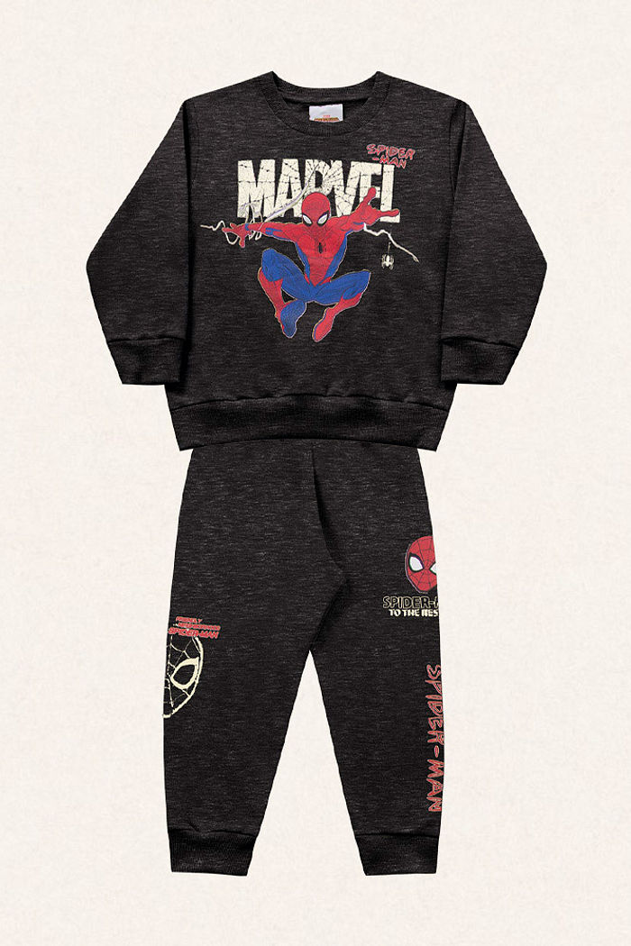 Conjunto blusão e calça em moletom Homem-aranha