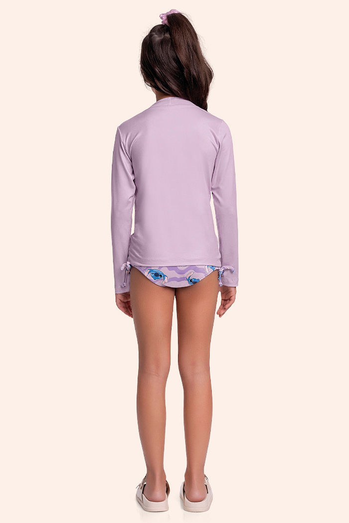 Conjunto blusa manga longa e calcinha Stitch com cordão regulador