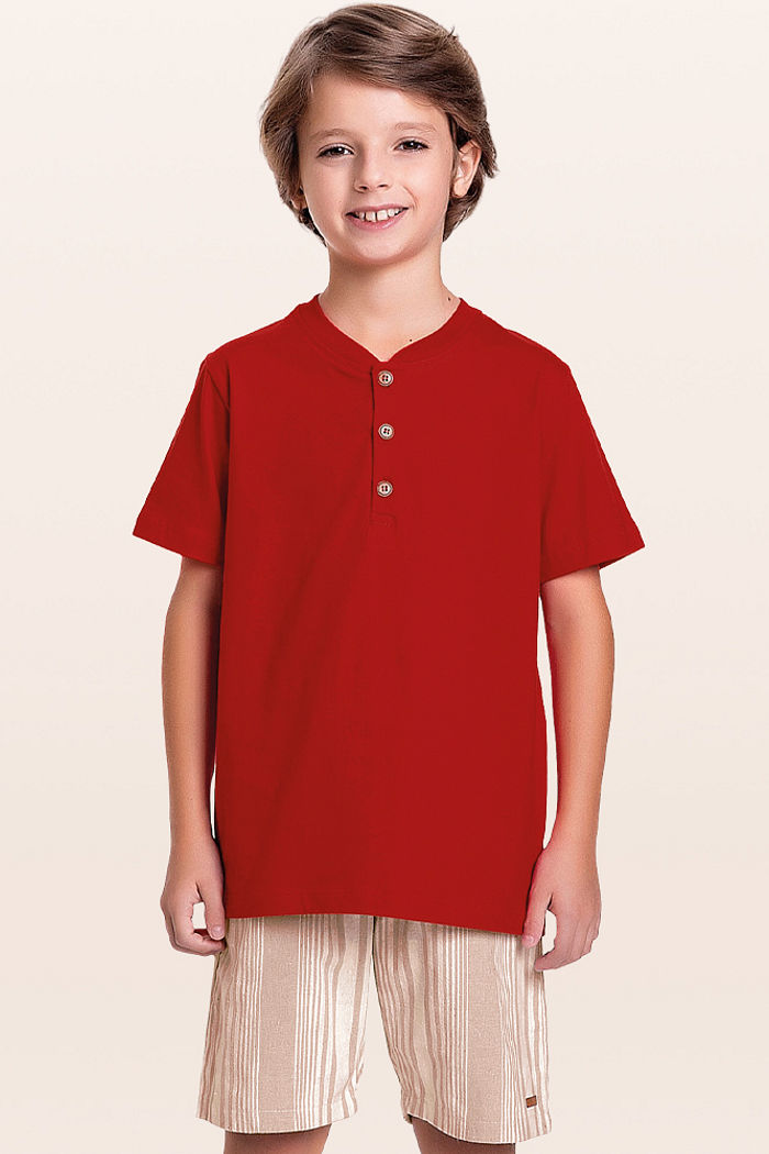 Conjunto camiseta e bermuda de listras