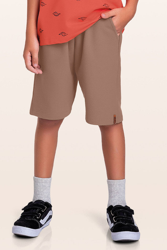 Bermuda em moletinho com cadarço e bolso