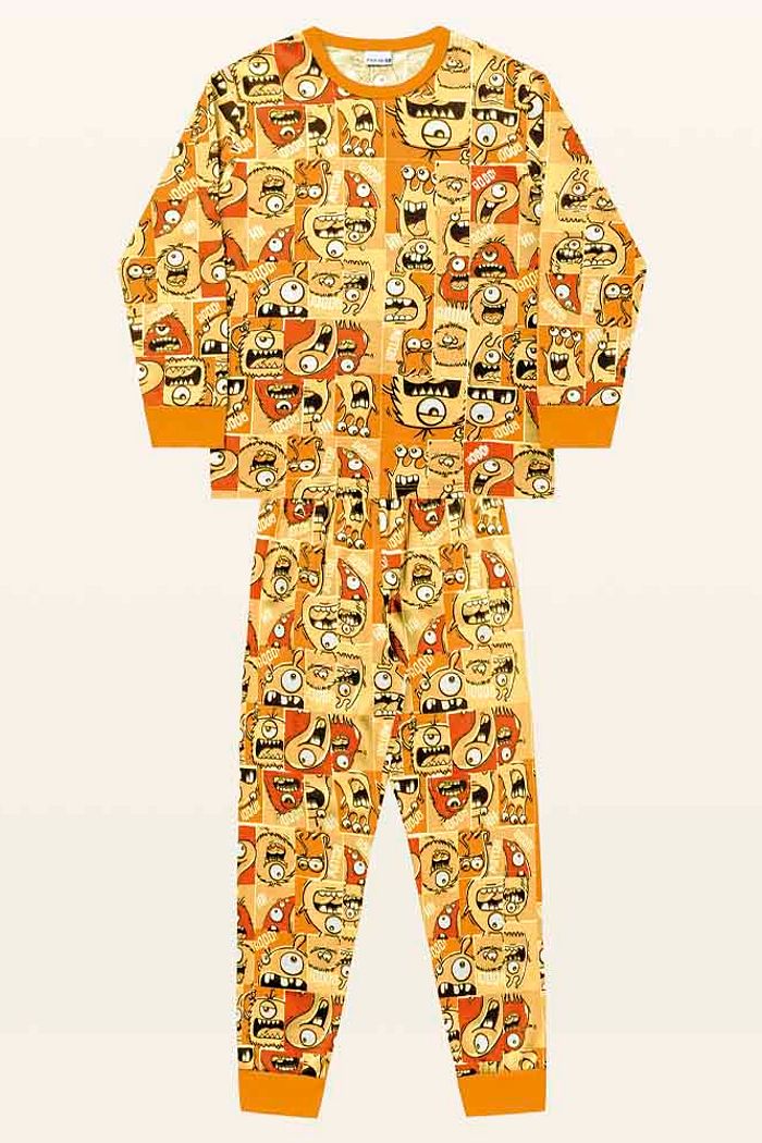 Conjunto pijama camiseta manga longa e calça mostrinho