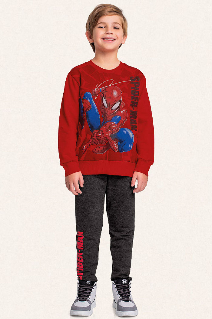Conjunto blusão e calça em moletom Spider-man