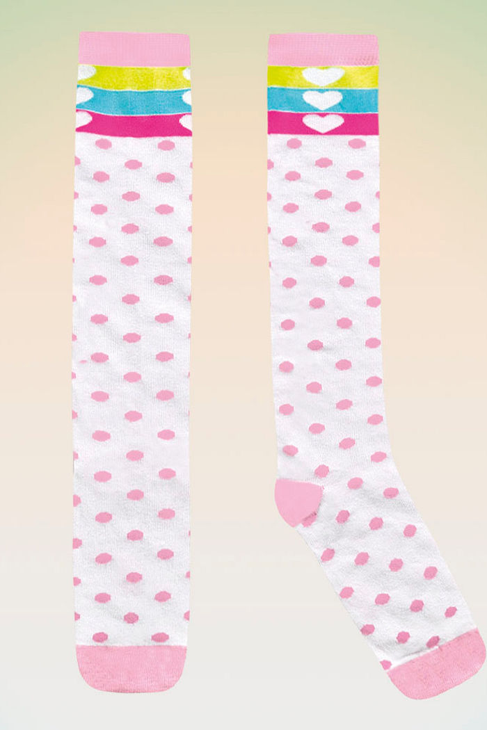 Meia 3/4 poá irregular e corações