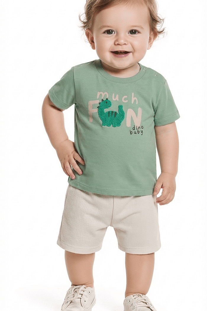 Conjunto camiseta e bermuda lotus dinossauro