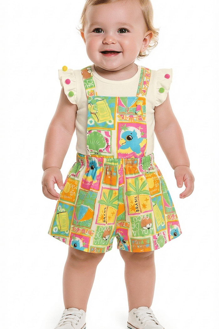 Conjunto body e macacão meia malha tropical