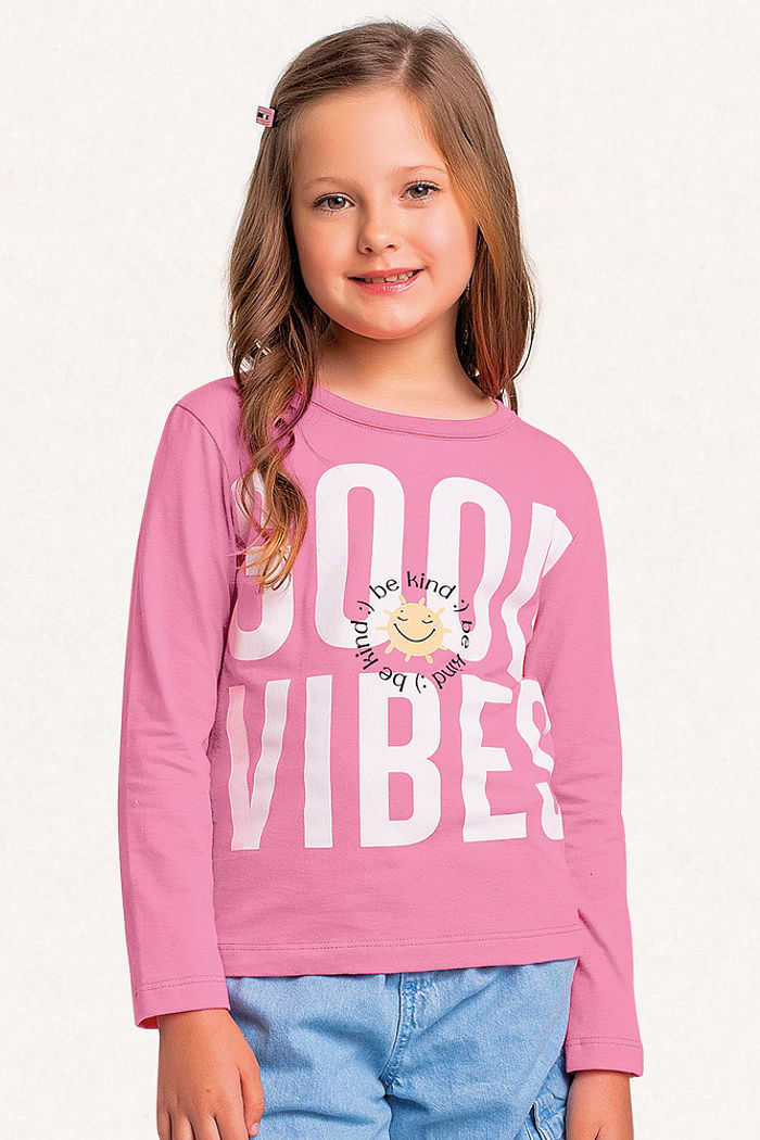 Blusa manga longa em meia malha good vibes