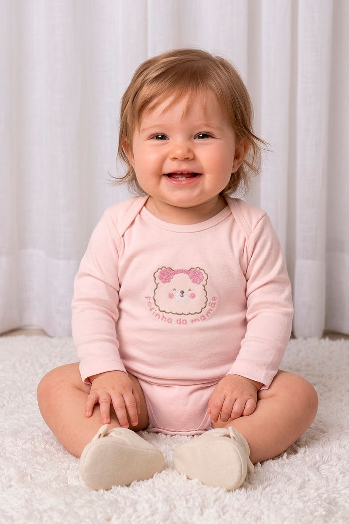 Body manga longa em suedine 