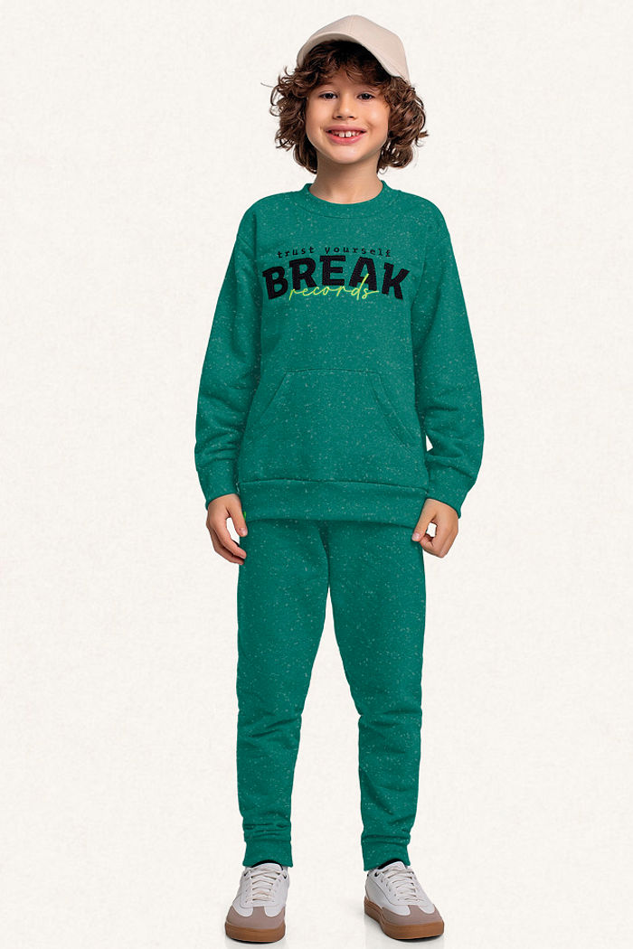 Conjunto blusão e calça em moletom molinê break
