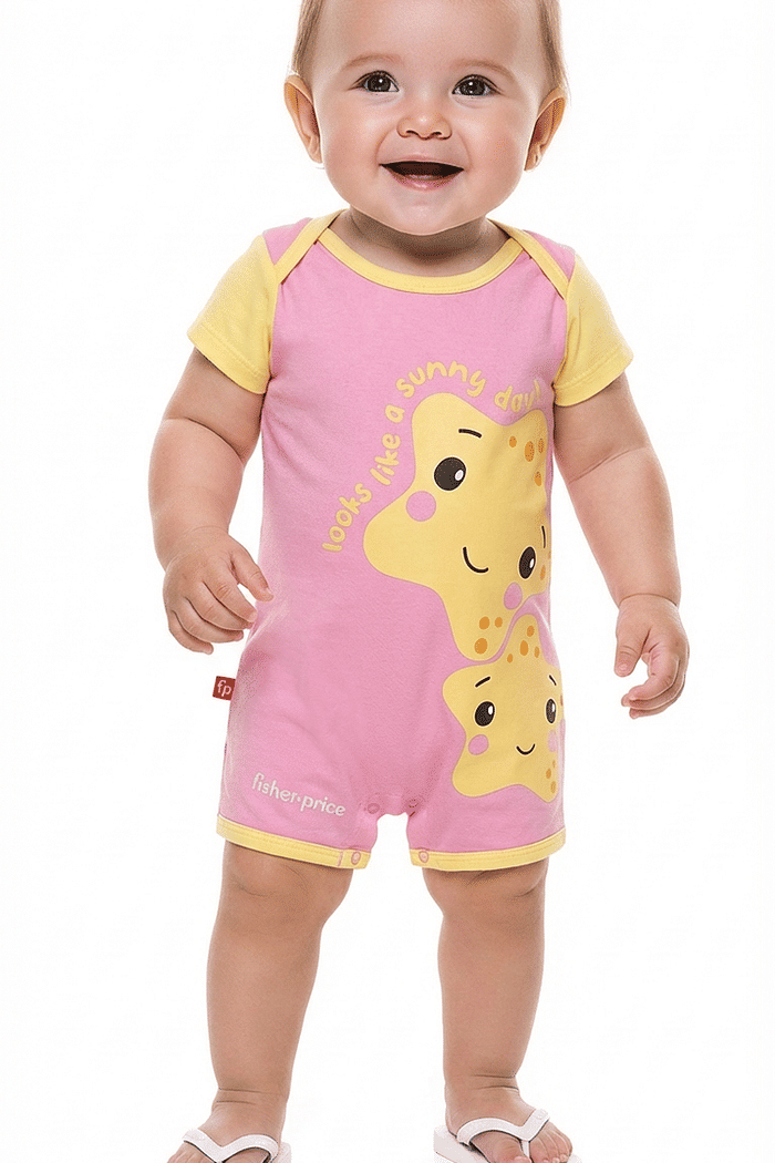 Macacão em meia malha com estampa interativa