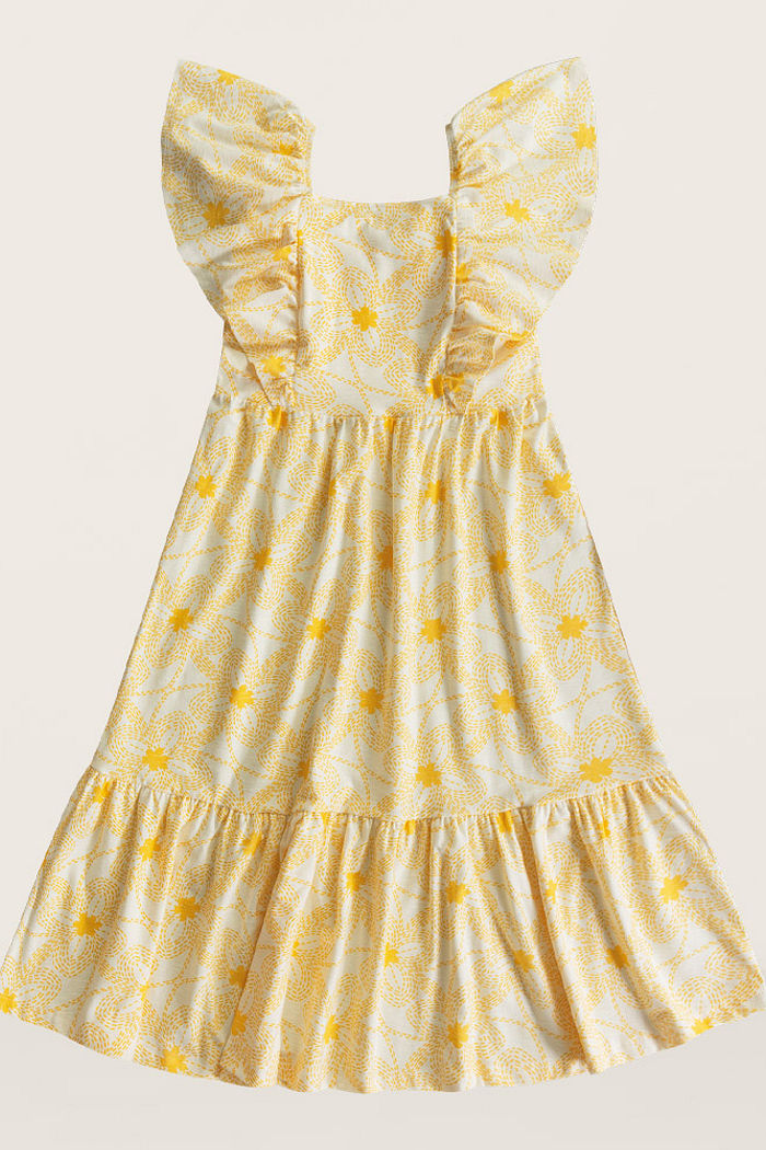 Vestido floral midi com tecido em cotton flamê