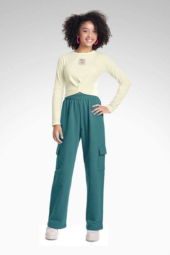 Blusa manga longa em ribana canelada 5x3