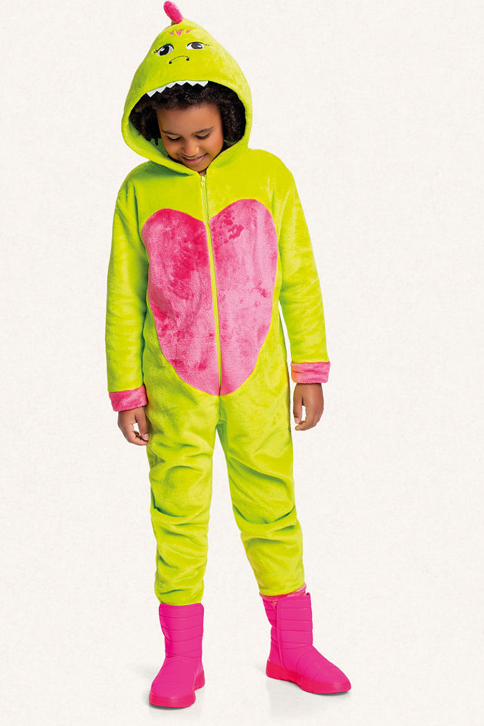 Kigurumi dinossauro em fleece