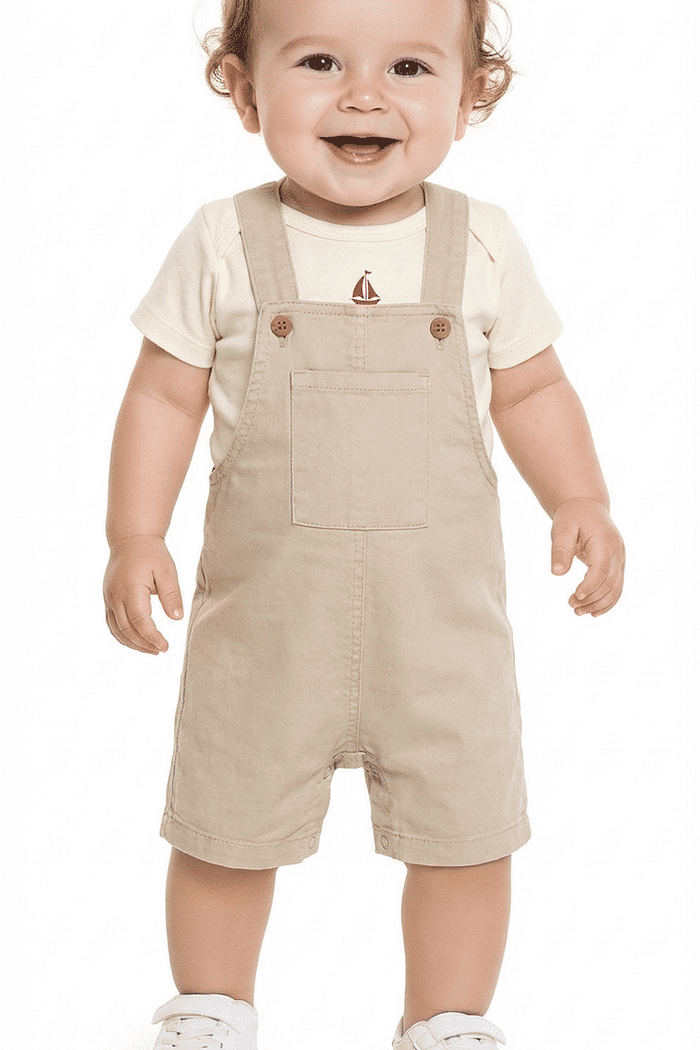 Conjunto body manga curta em meia malha e macacão