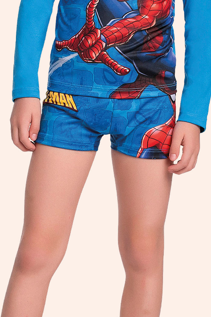 Sunga boxer spider man com forro em cotton poliéster e cadarço interno
