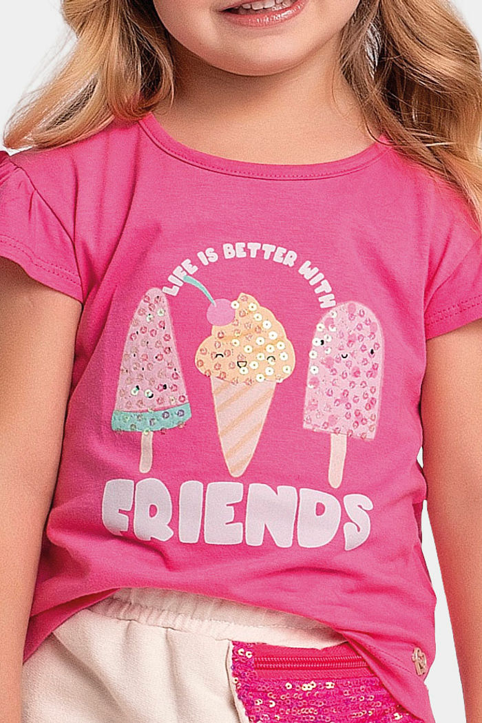 Conjunto blusa e short-saia com bolso embutido