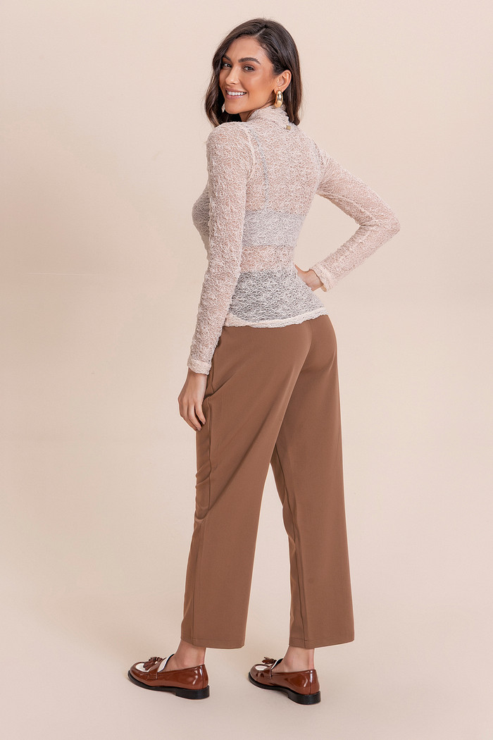 Blusa manga longa renda Angel