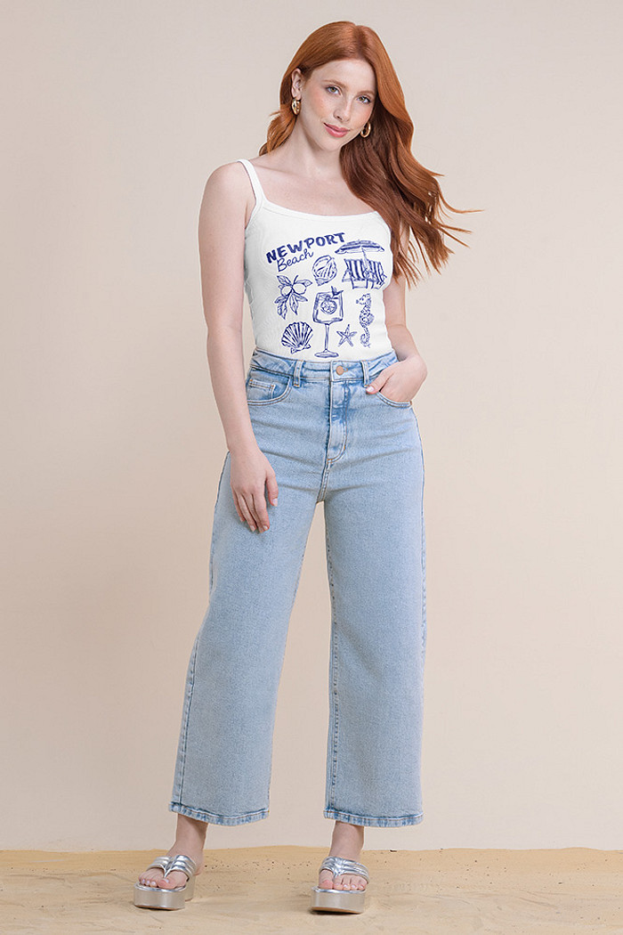 Blusa regata ribana com silk