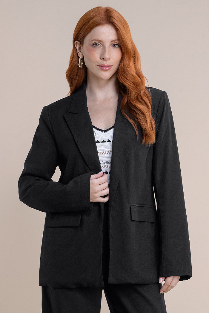 Blazer linho com ombreiras