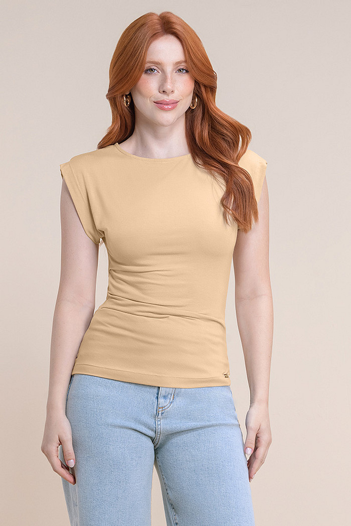 Blusa com franzido em meia malha