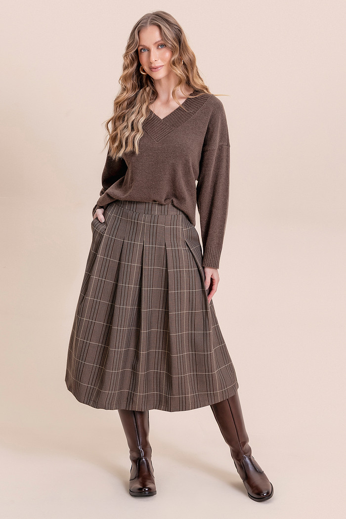 Saia midi xadrez Angel